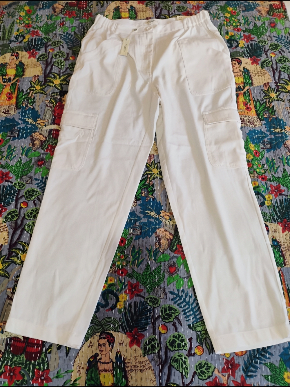 Max Studio White Cargo Trousers with Utility Pockets